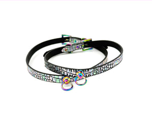Oil Slick Gator Mini BDSM Collar - Limited Edition Collar Restrained Grace