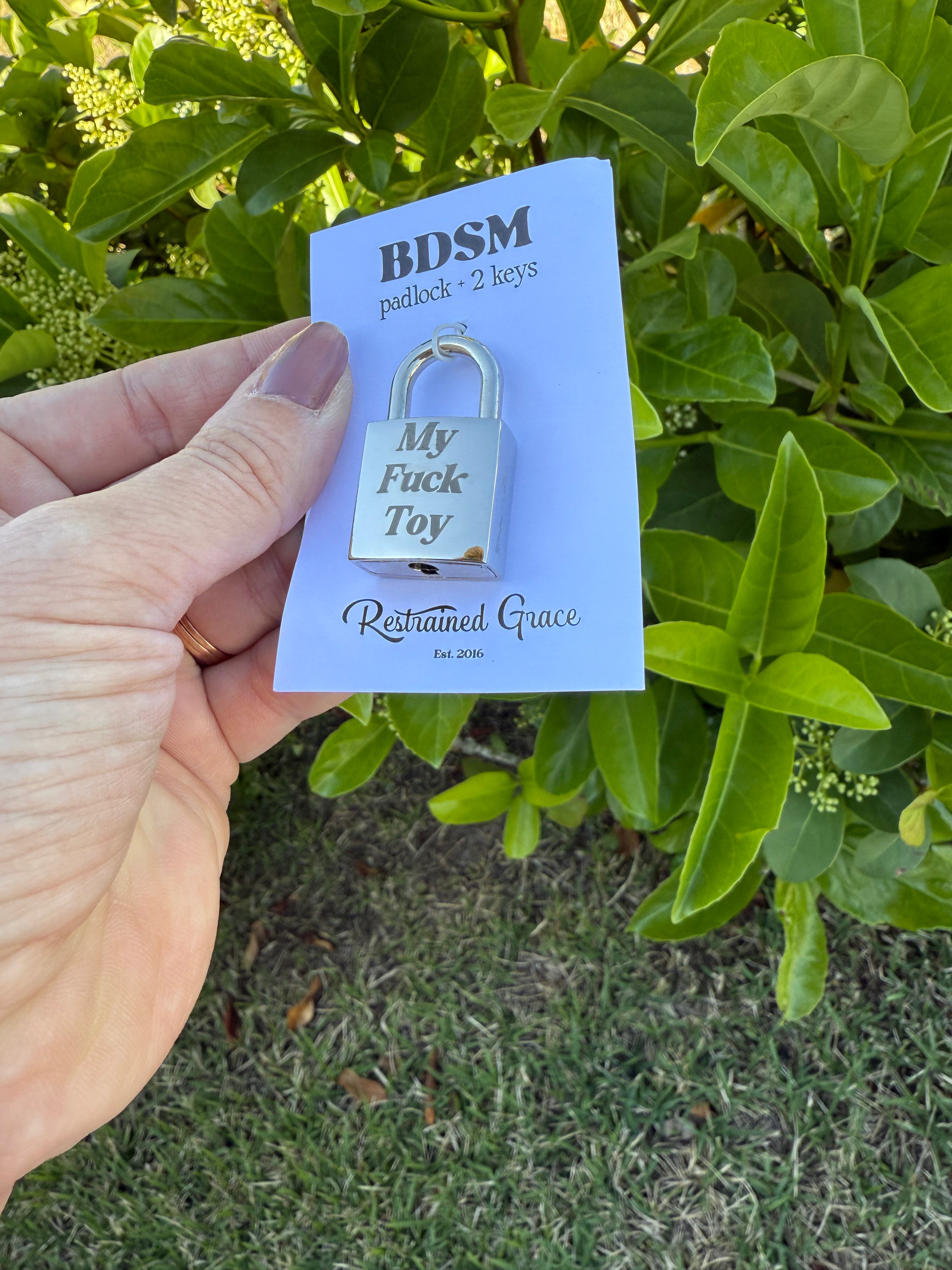 Sample Sale - Engraved Heart Padlock "My Fuck Toy" Collar Restrained Grace