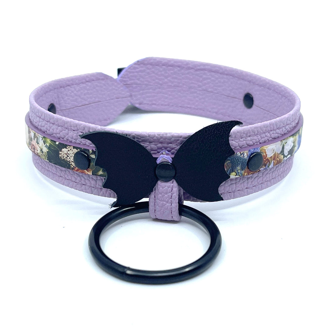 The Sally Deluxe Collar - Lavender Floral Goth BDSM Collar Collar Restrained Grace   