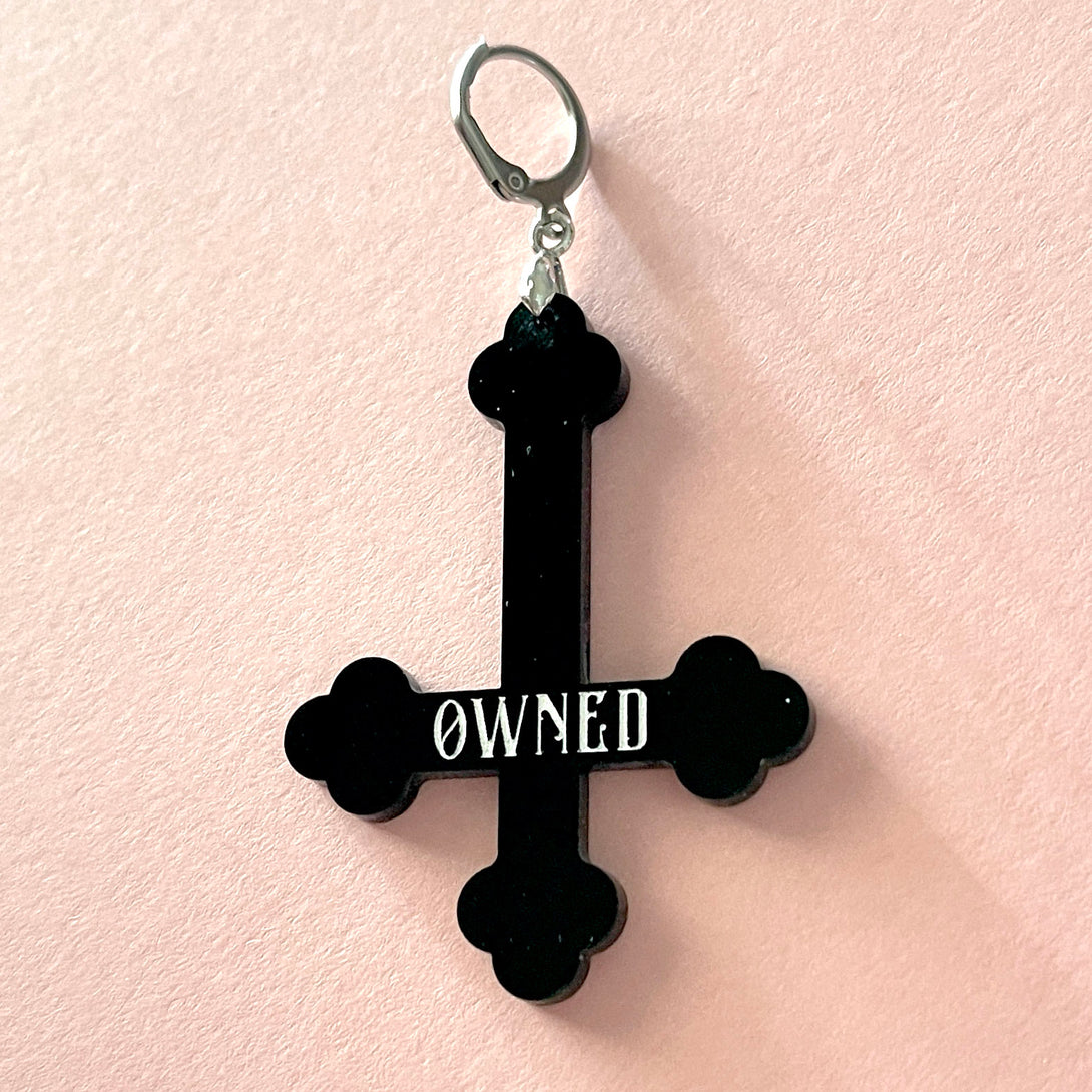 Personalized Inverted Cross BDSM Collar Tag Collar Tag Restrained Grace   