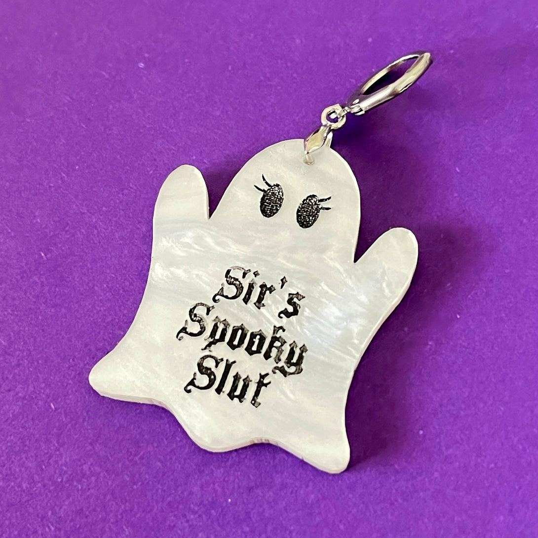 Personalized Cute Ghost BDSM Collar Tag Collar Tag Restrained Grace   