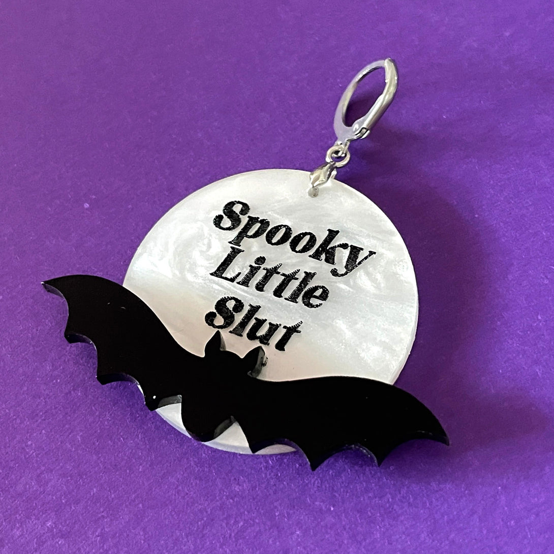Personalized Full Moon Bat BDSM Collar Tag Collar Tag Restrained Grace   