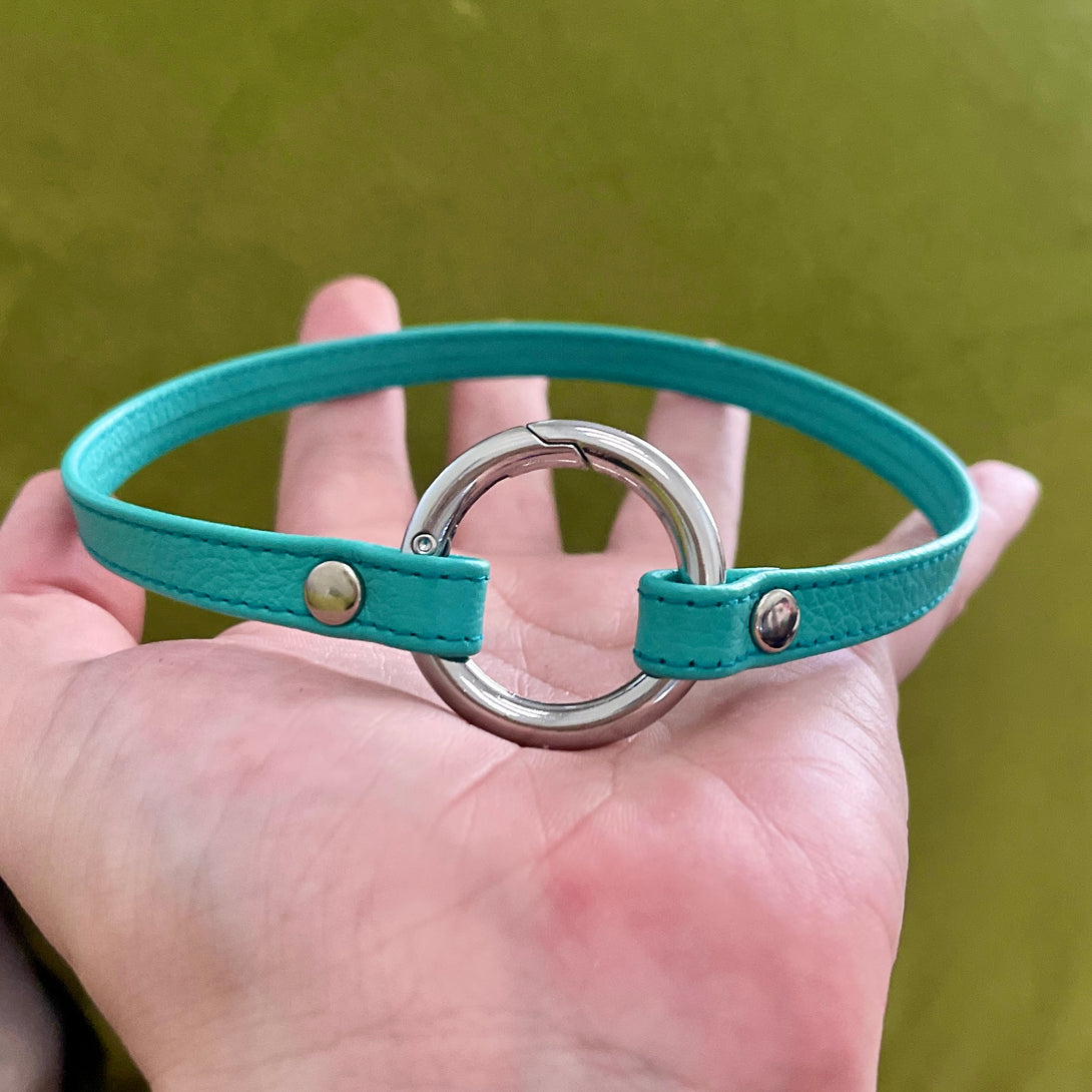 Sample Sale - Sleek Ring of O Collar - Aqua & Silver 14" Sample Sale Restrained Grace   