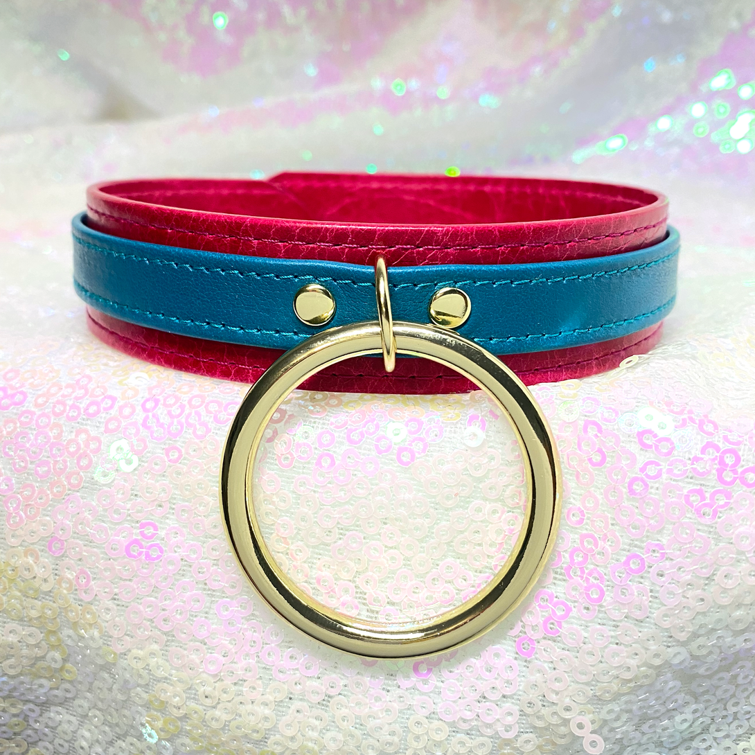 Teal and Fuchsia Deluxe Collar - Limited Edition Collar Restrained Grace   