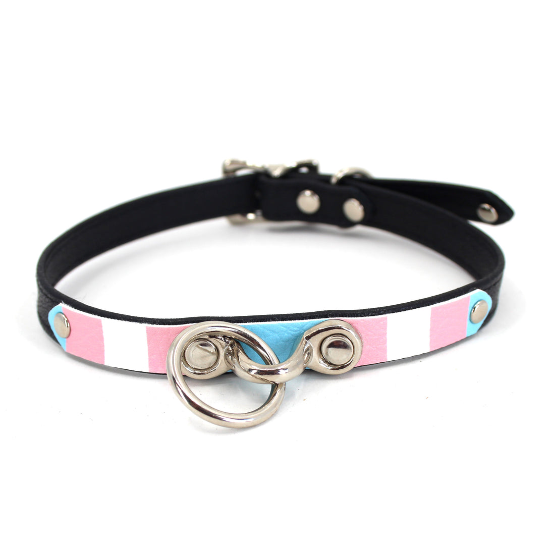Custom Pride Flag Petite Leather Collar - LGBTQIA+ Pride Collar Restrained Grace   