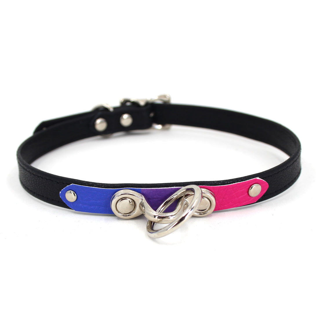 Custom Pride Flag Petite Leather Collar - LGBTQIA+ Pride Collar Restrained Grace   