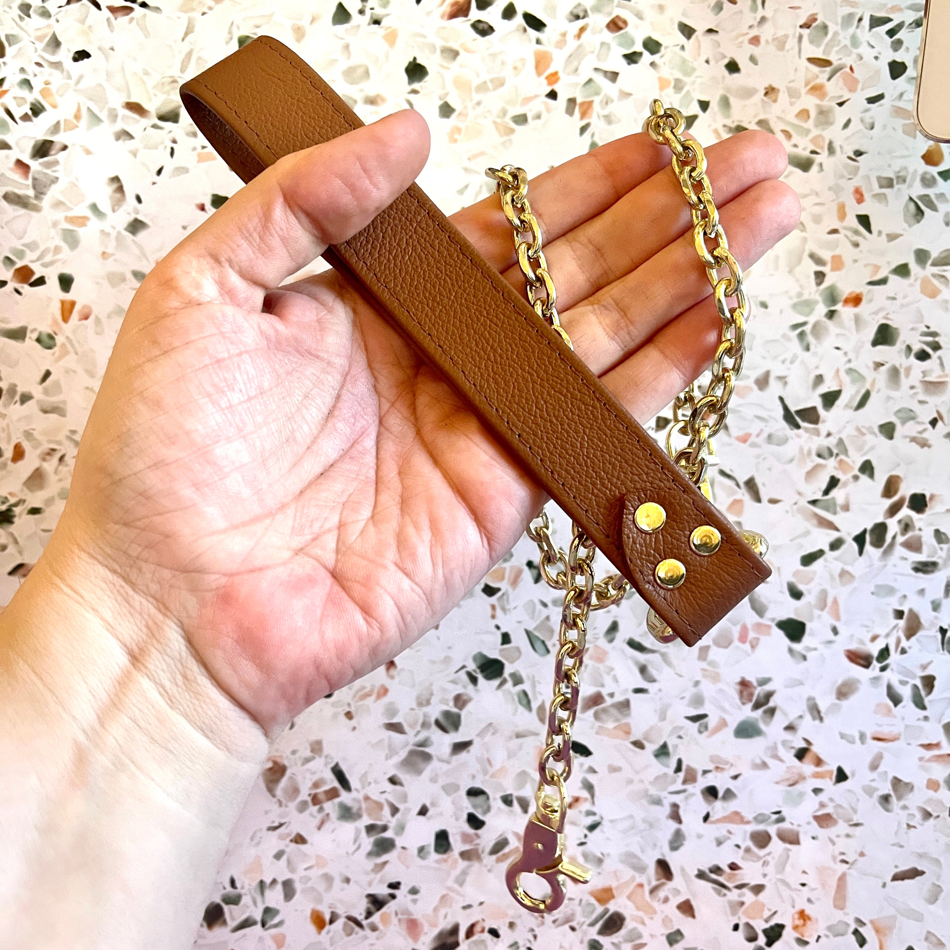Sample Sale - Classic Leash - Cognac Brown & Gold Leash Restrained Grace