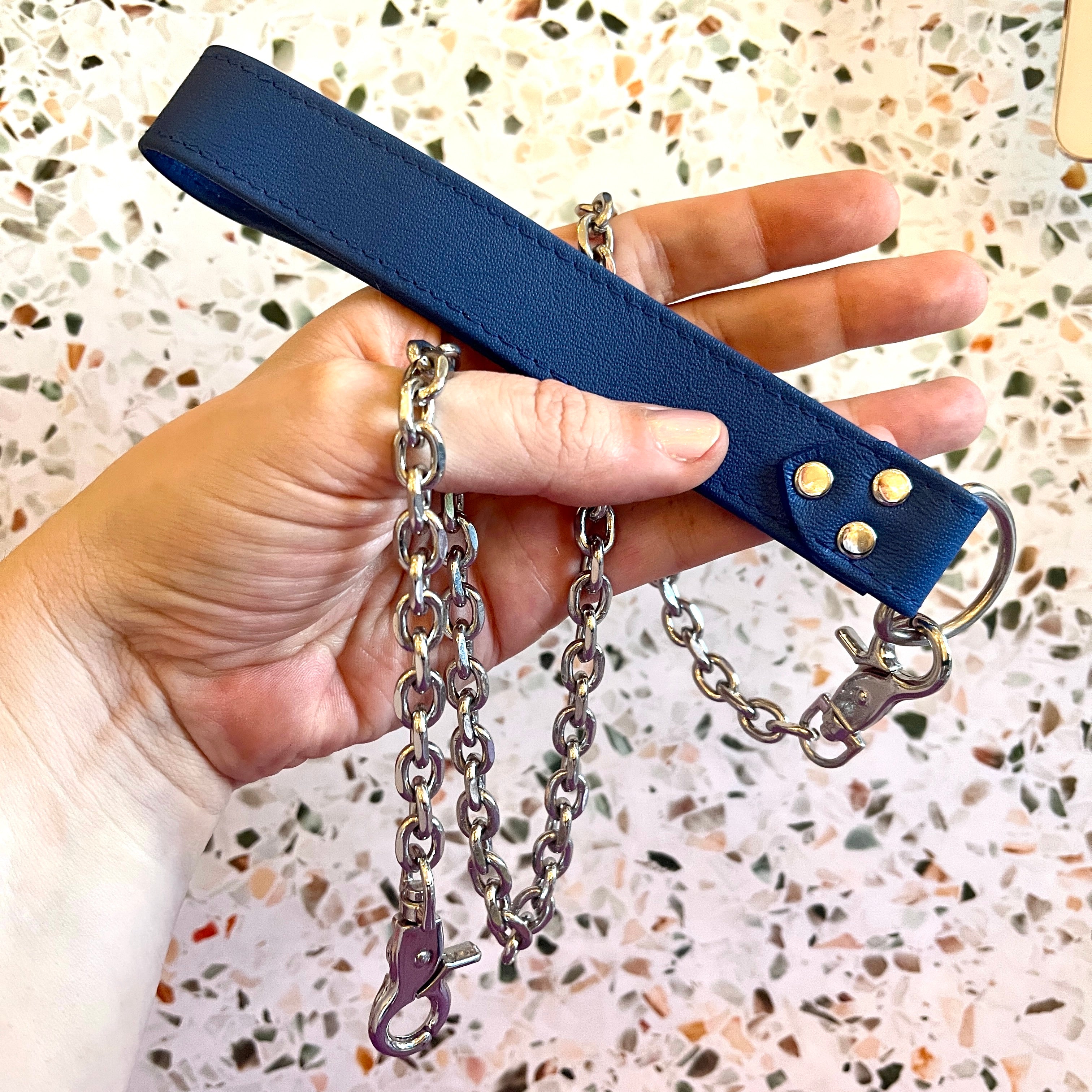 Sample Sale - Classic Leash - Blue & SIlver Leash Restrained Grace