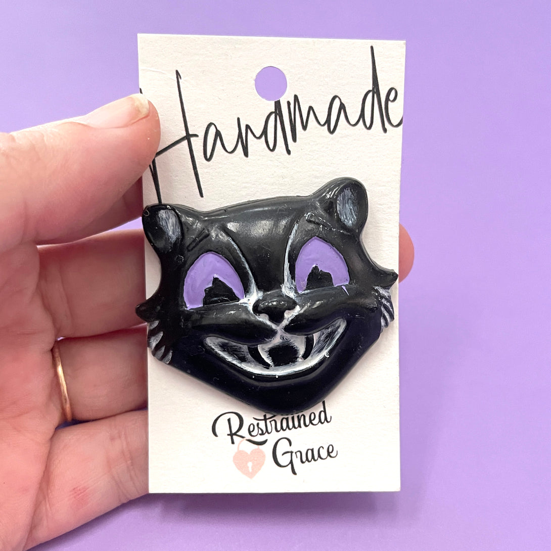 Sample Sale - Vintage Black Cat Halloween Lapel Pin Sample Sale Restrained Grace   