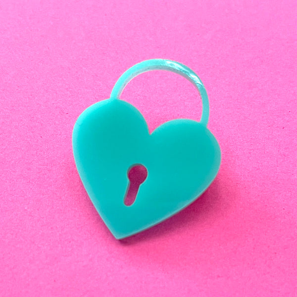 Sample Sale - Aqua Heart Lock Lapel Pin Sample Sale Restrained Grace   