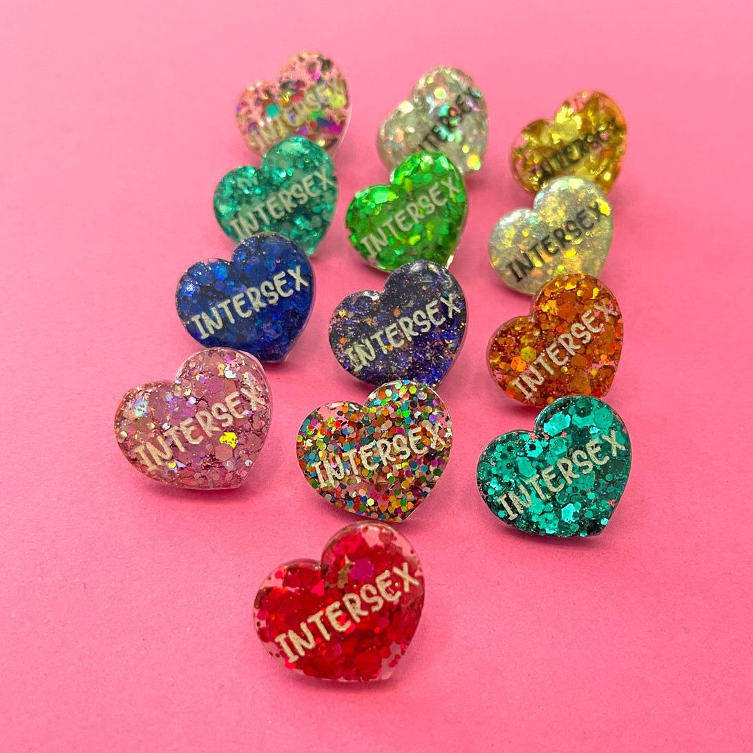 Sample Sale - Intersex Glitter Heart Lapel Pin Sample Sale Restrained Grace   