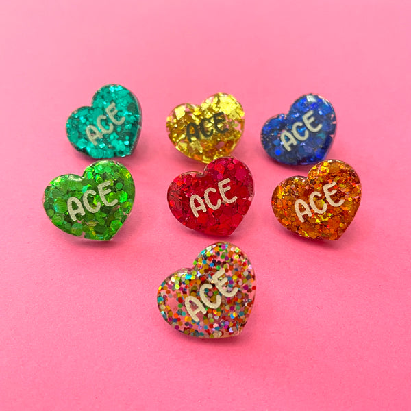 Sample Sale - Asexual Glitter Heart Lapel Pin Sample Sale Restrained Grace   