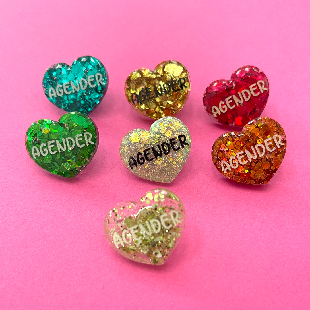 Sample Sale - Agender Glitter Heart Lapel Pin Sample Sale Restrained Grace   