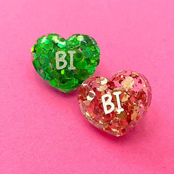 Sample Sale - Bisexual Glitter Heart Lapel Pin Sample Sale Restrained Grace   