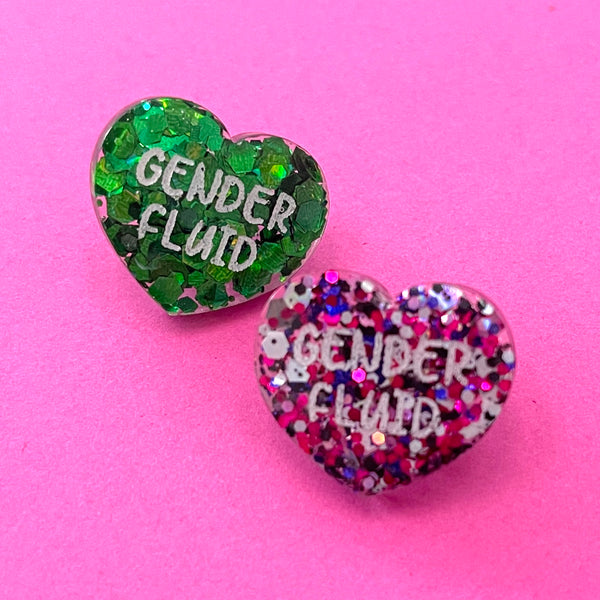 Sample Sale - Gender Fluid Glitter Heart Lapel Pin Sample Sale Restrained Grace   