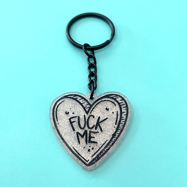 Sample Sale - Fuck Me Heart Keychain Sample Sale Restrained Grace   