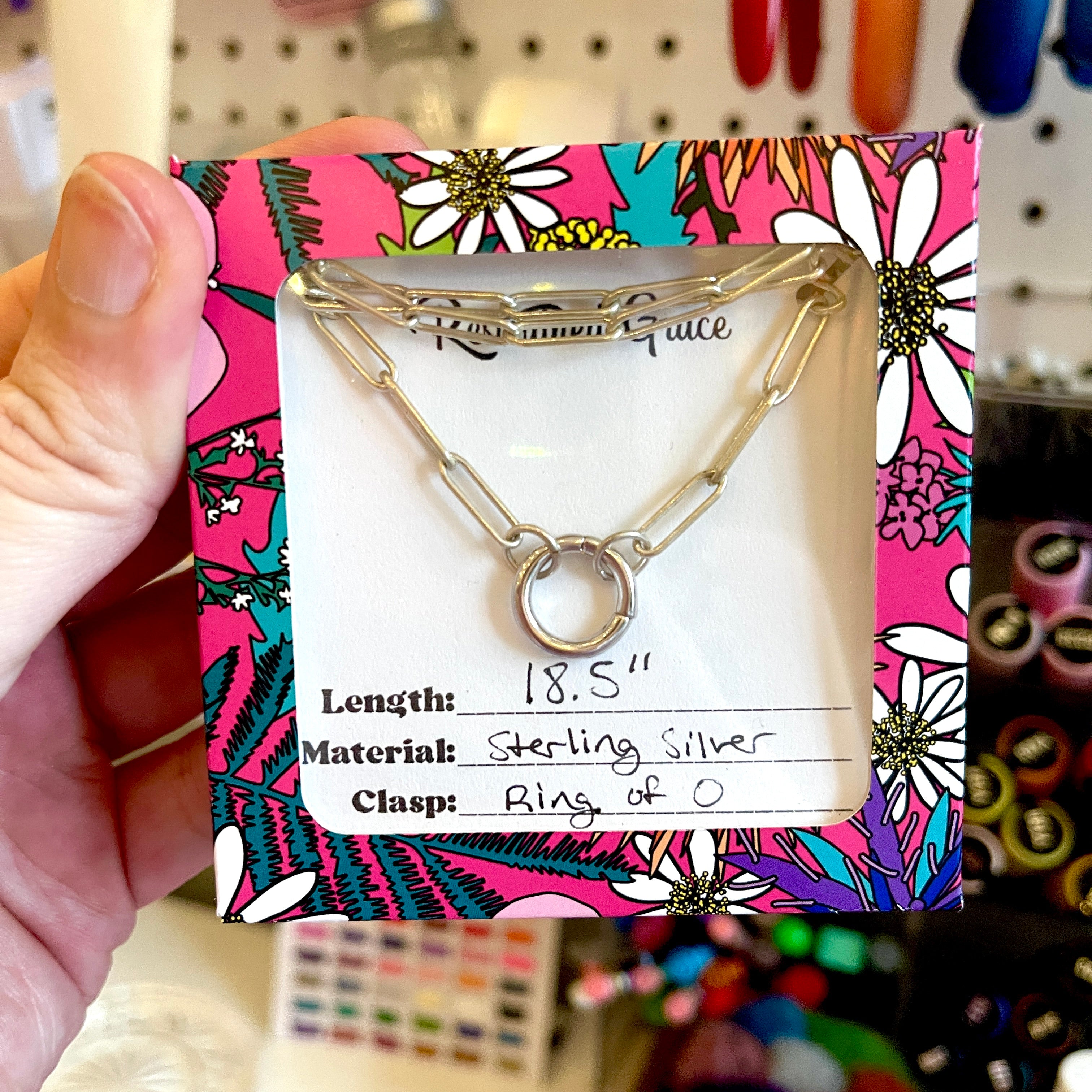 Sample Sale - Day Collar - Sterling Silver Paperclip Chain Ring of O - 18.5" Day Collar Restrained Grace