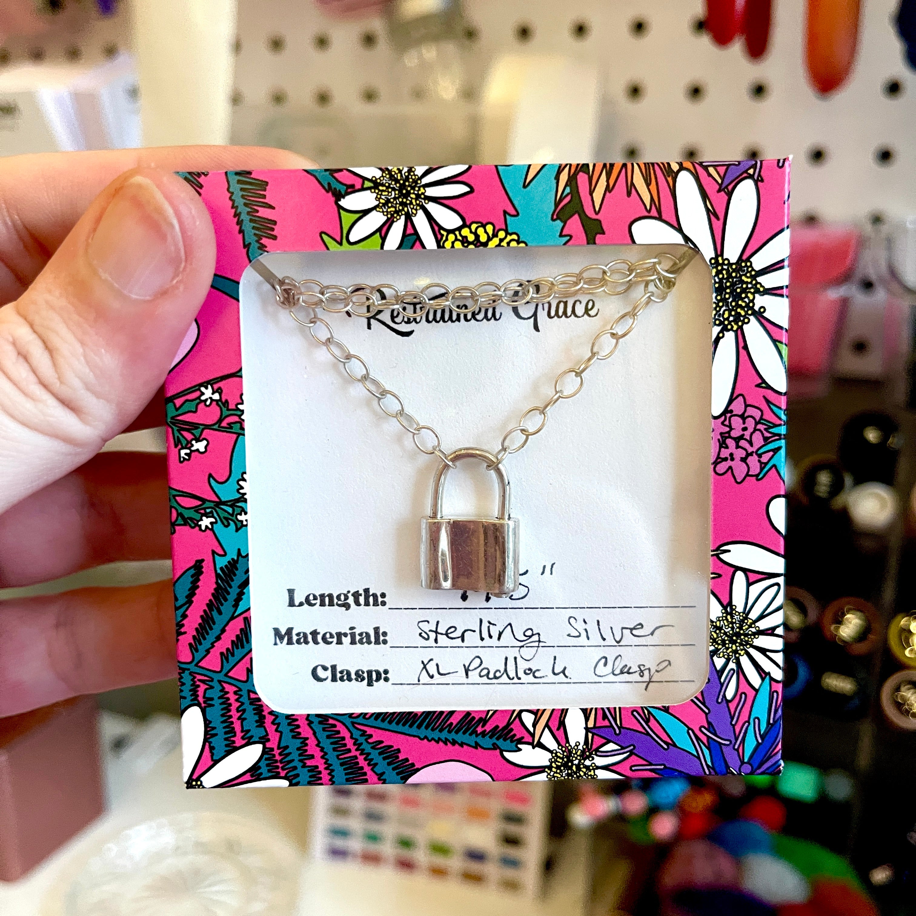 Sample Sale - Day Collar - Sterling Silver with XL Padlock Clasp - 14.5" Day Collar Restrained Grace