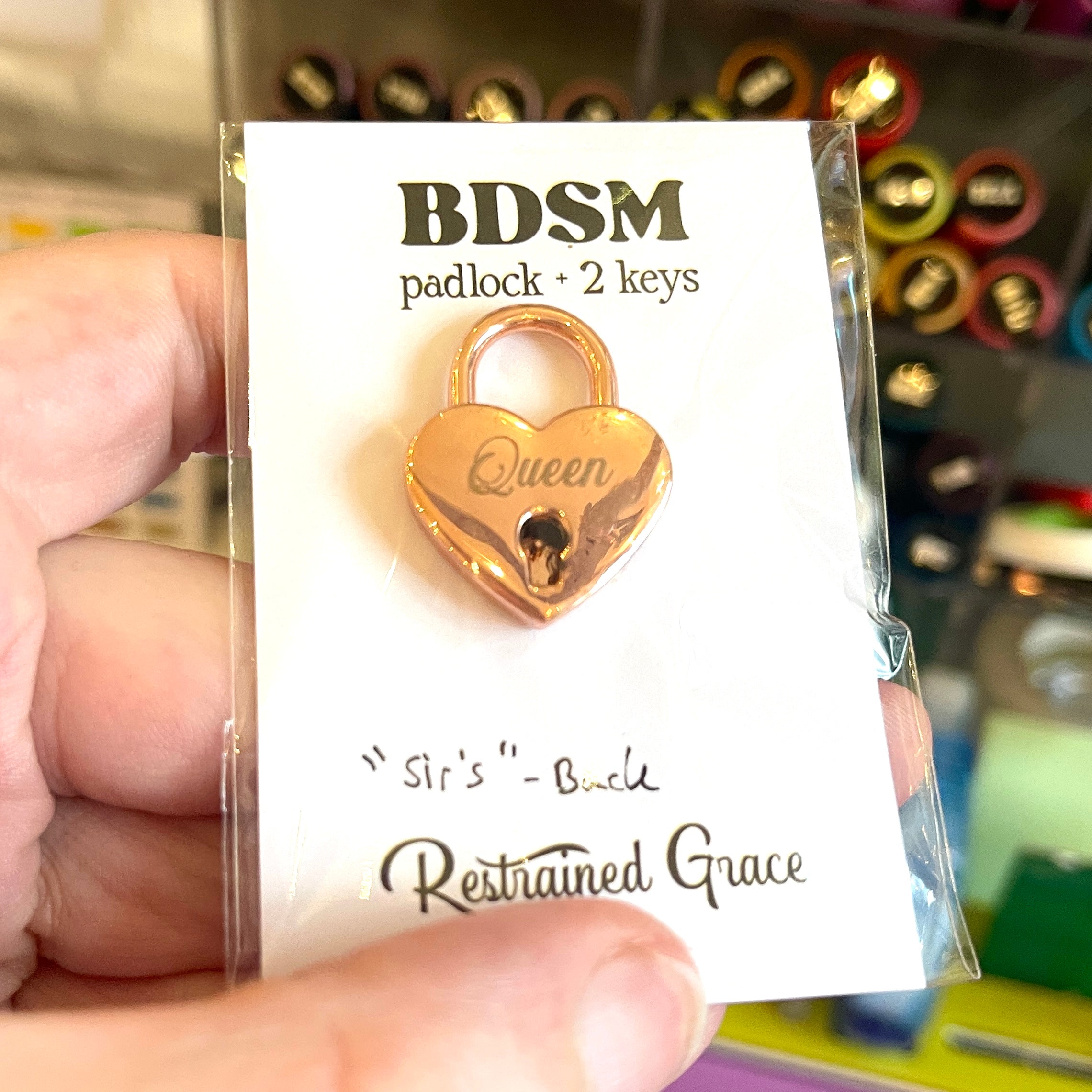 Sample Sale - Padlock - Rose Gold Heart "Queen/Sir's" Lock Restrained Grace