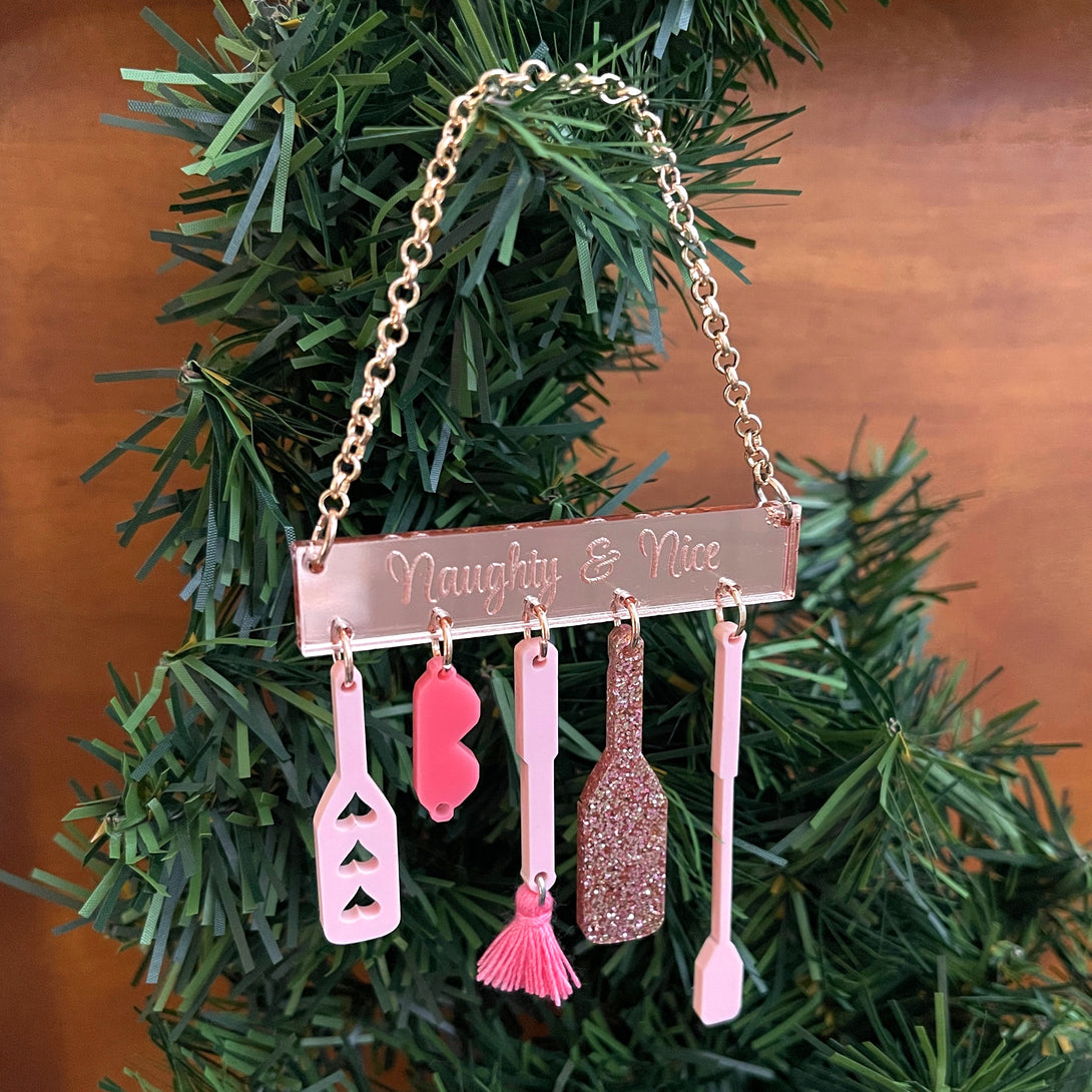 Blush Pink & Rose Gold Implement Rack Christmas Ornament Ornament Restrained Grace   