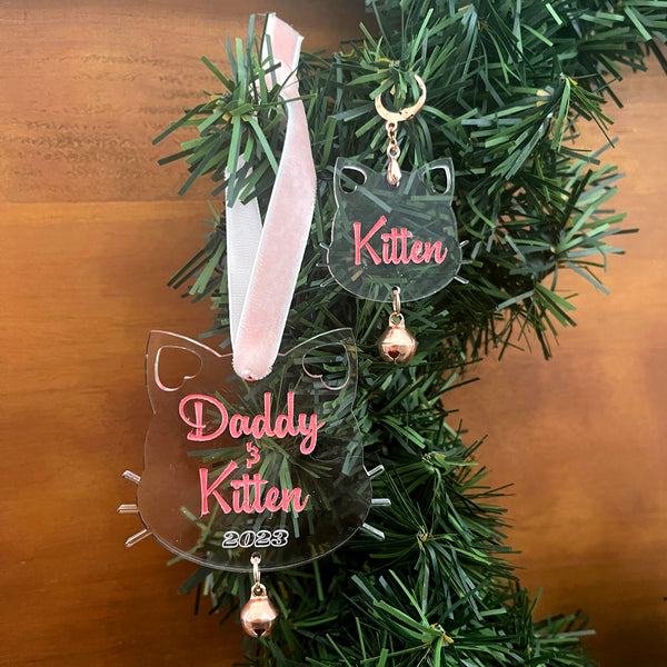 Personalized BDSM Kitten Christmas Ornament & Collar Tag Set Ornament Restrained Grace   