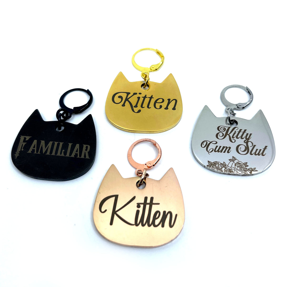 Engraved Steel BDSM Collar Tag - Kitten Collar Tag Restrained Grace   