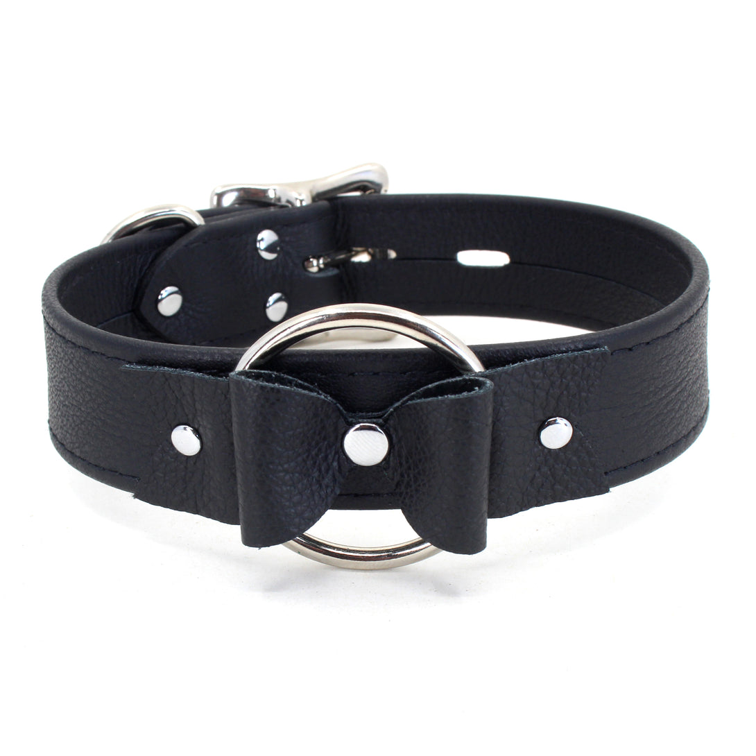 Custom Made Ring & Bow Collar - Leather Bondage Collar Collar Restrained Grace   