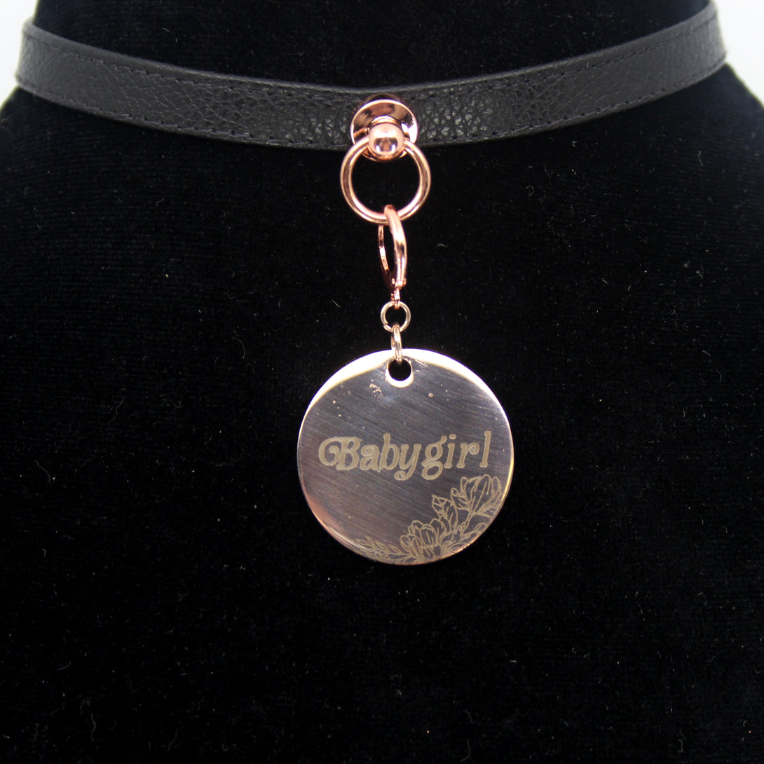 Design Your Own Steel Collar Tag - Large Round Collar Tag Restrained Grace   