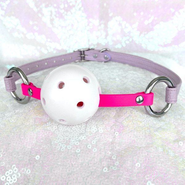 Pretty Princess Vegan Leather Ball Gag - Lavender, Pink, and Silver Gag Restrained Grace   