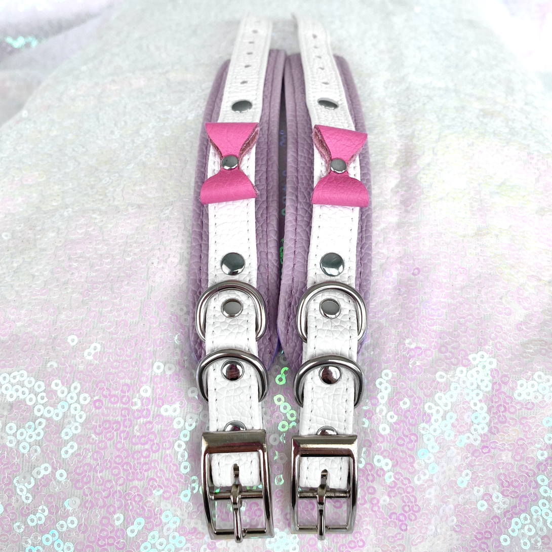 Pretty Princess Deluxe Bow Bondage Cuffs - Lavender, Pink, White, and Silver Cuffs Restrained Grace   