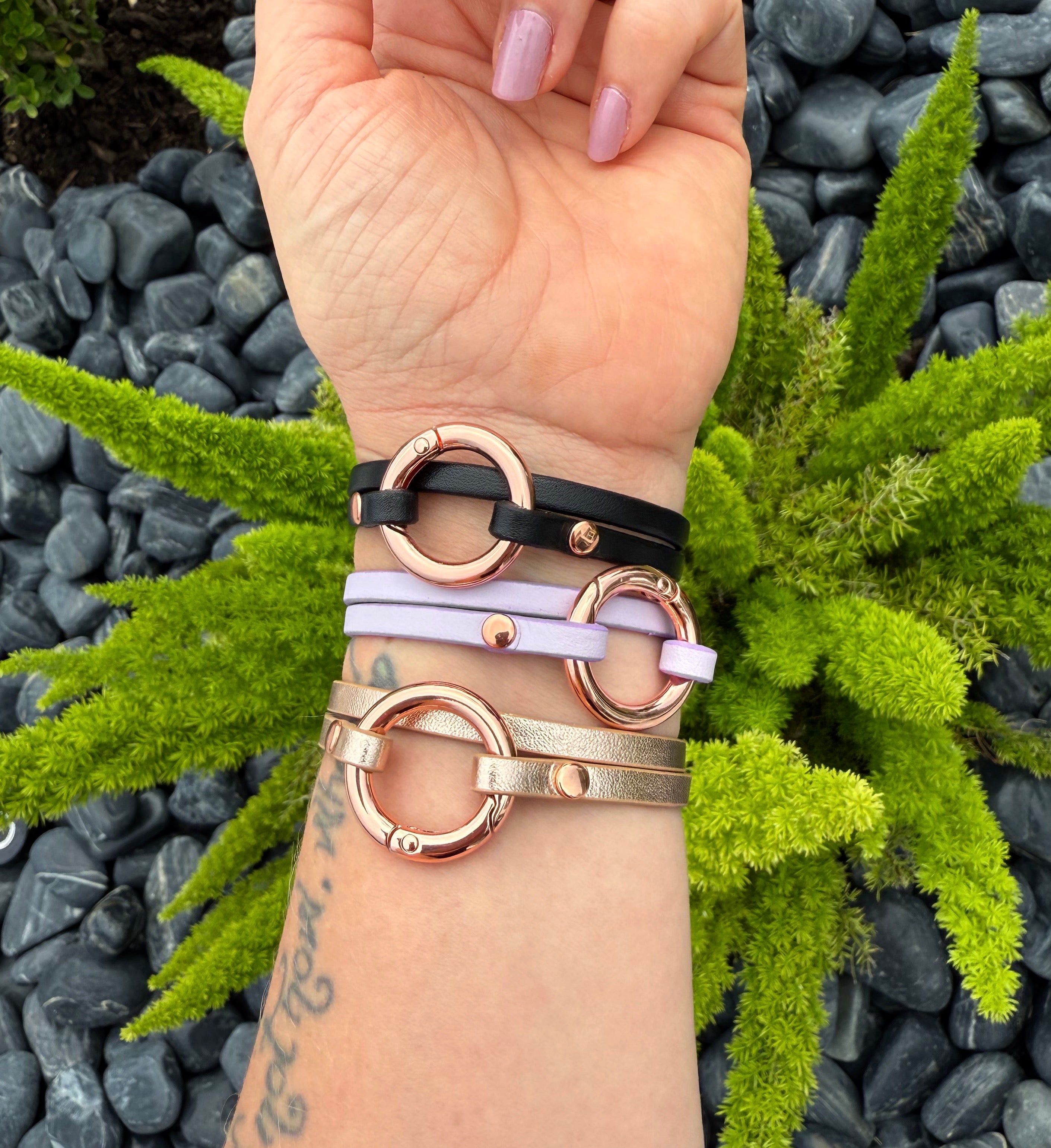 Discreet Convertible Collar and Wrap Bracelet In Rose Gold Hardware Collar Restrained Grace