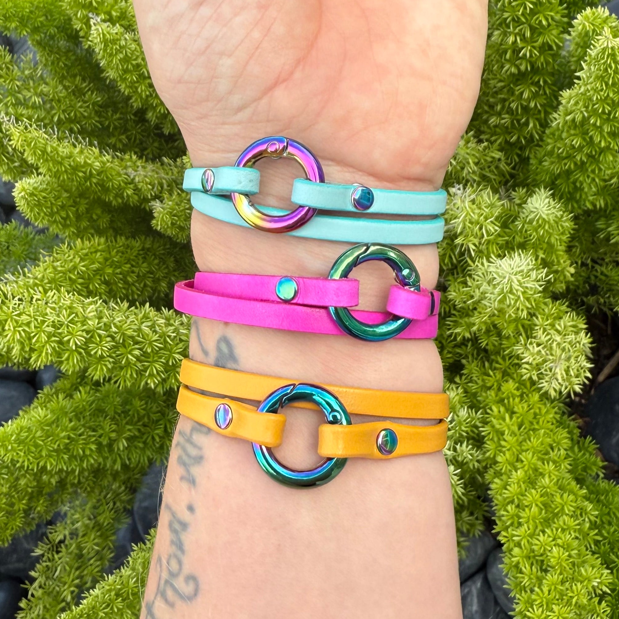 Discreet Convertible Collar and Wrap Bracelet In Rainbow Hardware
