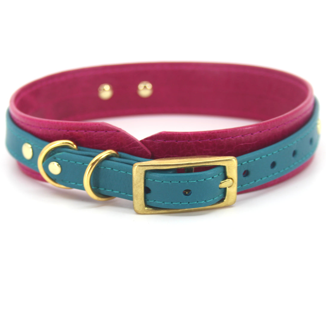Teal and Fuchsia Deluxe Collar - Limited Edition Collar Restrained Grace   