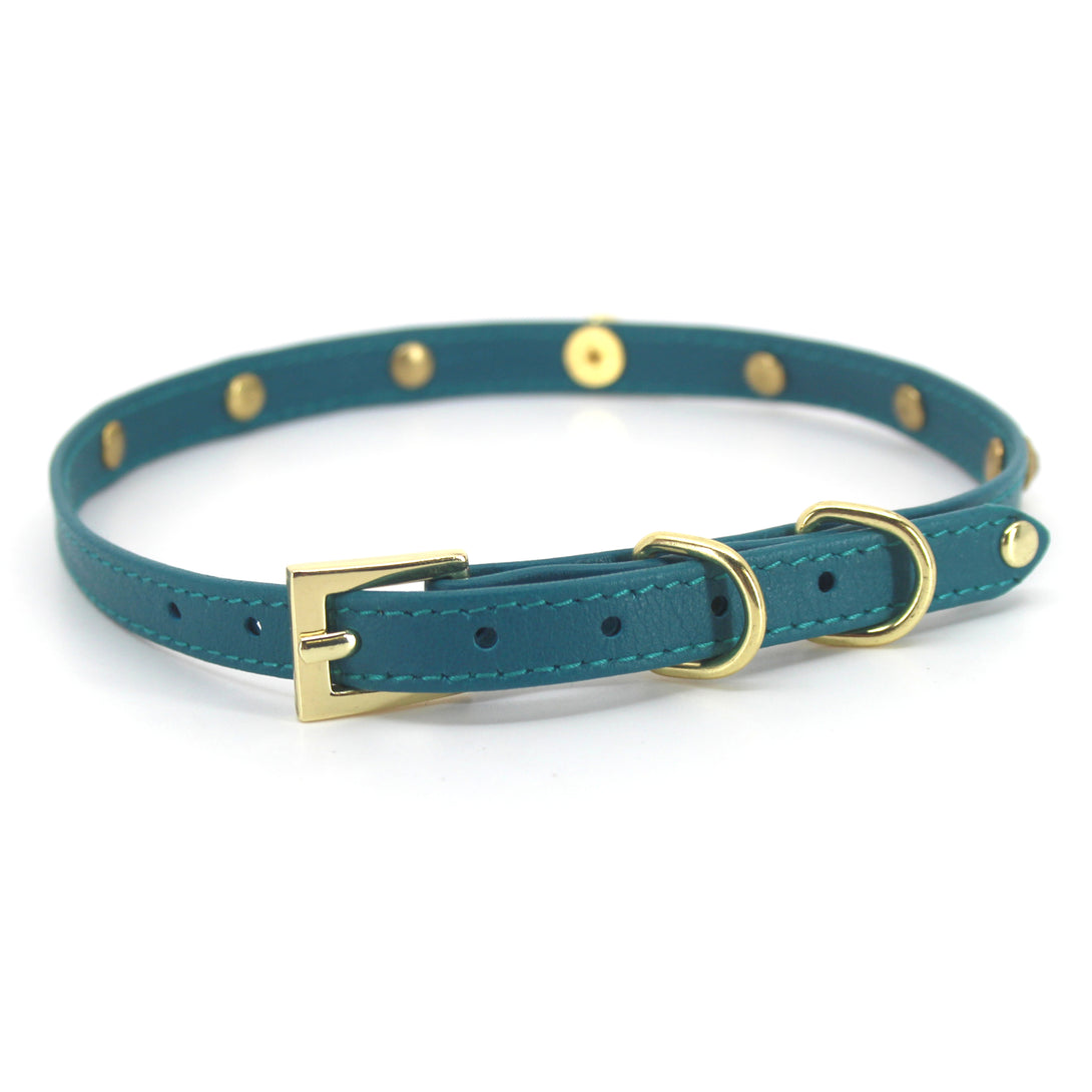 Rhinestone Mini Collar - Teal and Gold Collar Restrained Grace   