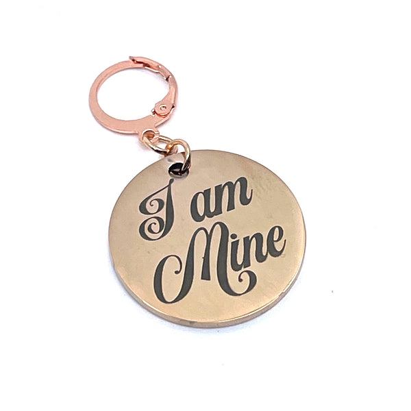 I am Mine - Self Owned Sub Steel Collar Tag - Rose Gold Collar Tag Restrained Grace   