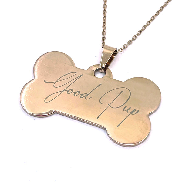 Good Pup Rose Gold Bone Pendant Necklace - Discreet Day Collar Necklace Restrained Grace   