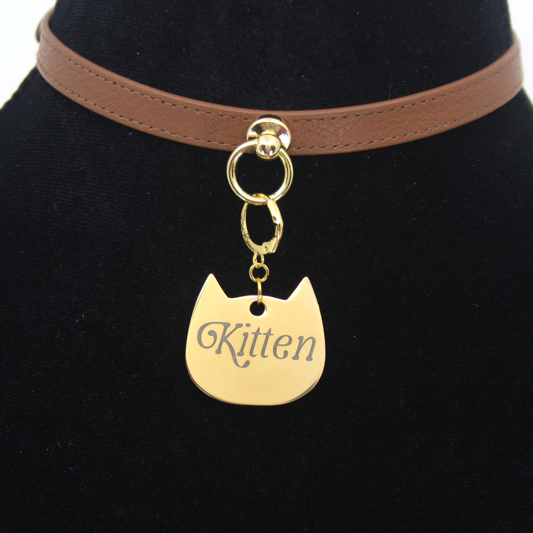 Design Your Own Steel Collar Tag - Cat Head Collar Tag Restrained Grace   