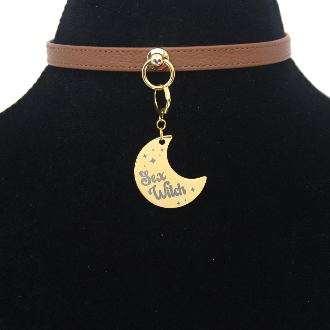 Design Your Own Steel Collar Tag - Crescent Moon Collar Tag Restrained Grace   