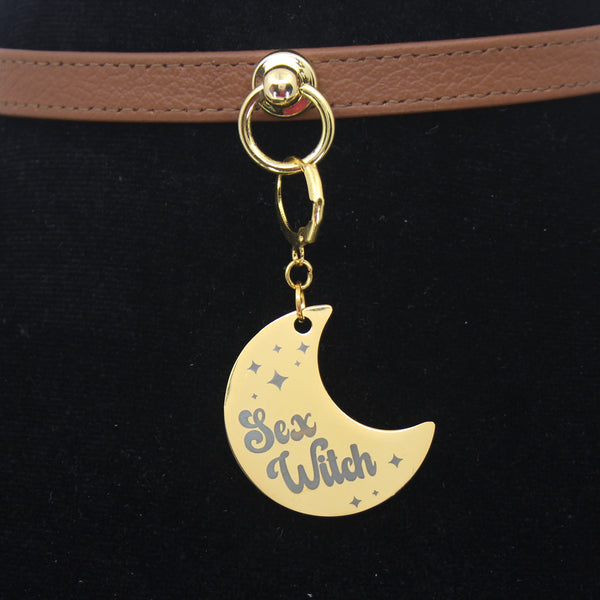 Design Your Own Steel Collar Tag - Crescent Moon Collar Tag Restrained Grace   