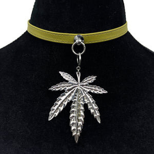 Puff Puff Pass XL Pot Leaf Collar Tag Collar Tag Restrained Grace   