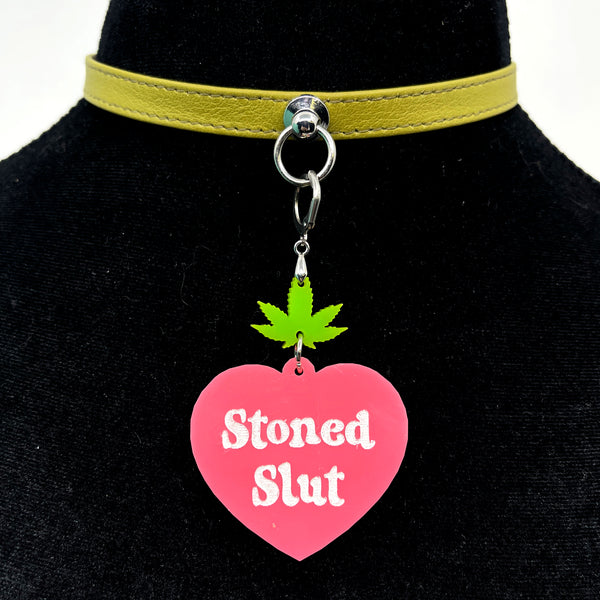 Stoned Slut 420 Collar Tag Collar Tag Restrained Grace   