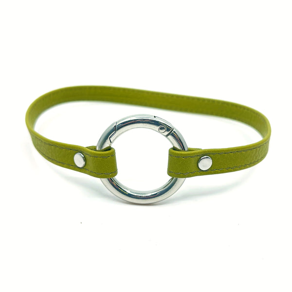 Olive Green & Silver Sleek Ring of O Collar - 13.5" Collar Restrained Grace   