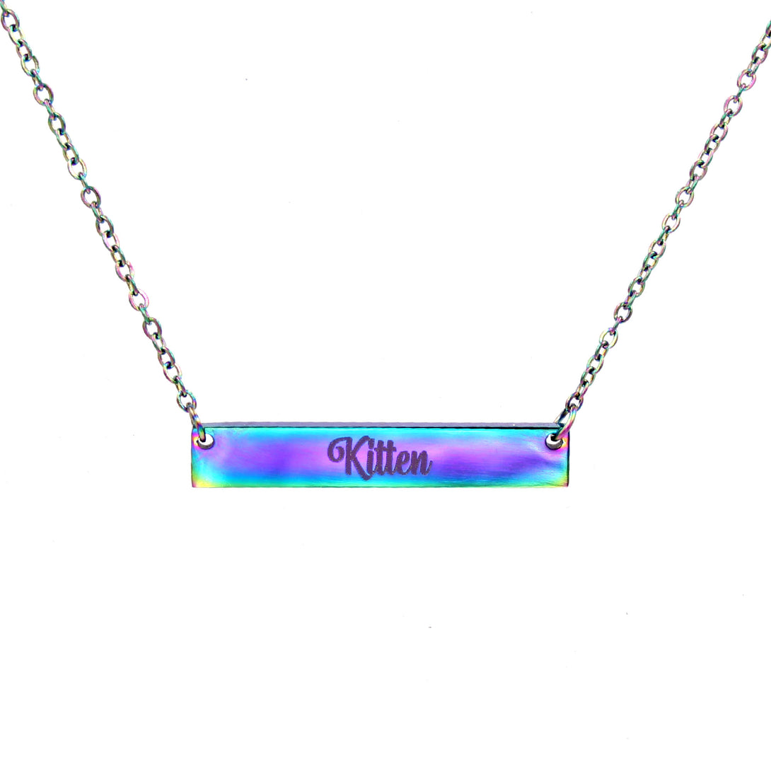 Custom Engraved Bar Necklace - Discreet BDSM Day Collar Day Collar Restrained Grace   