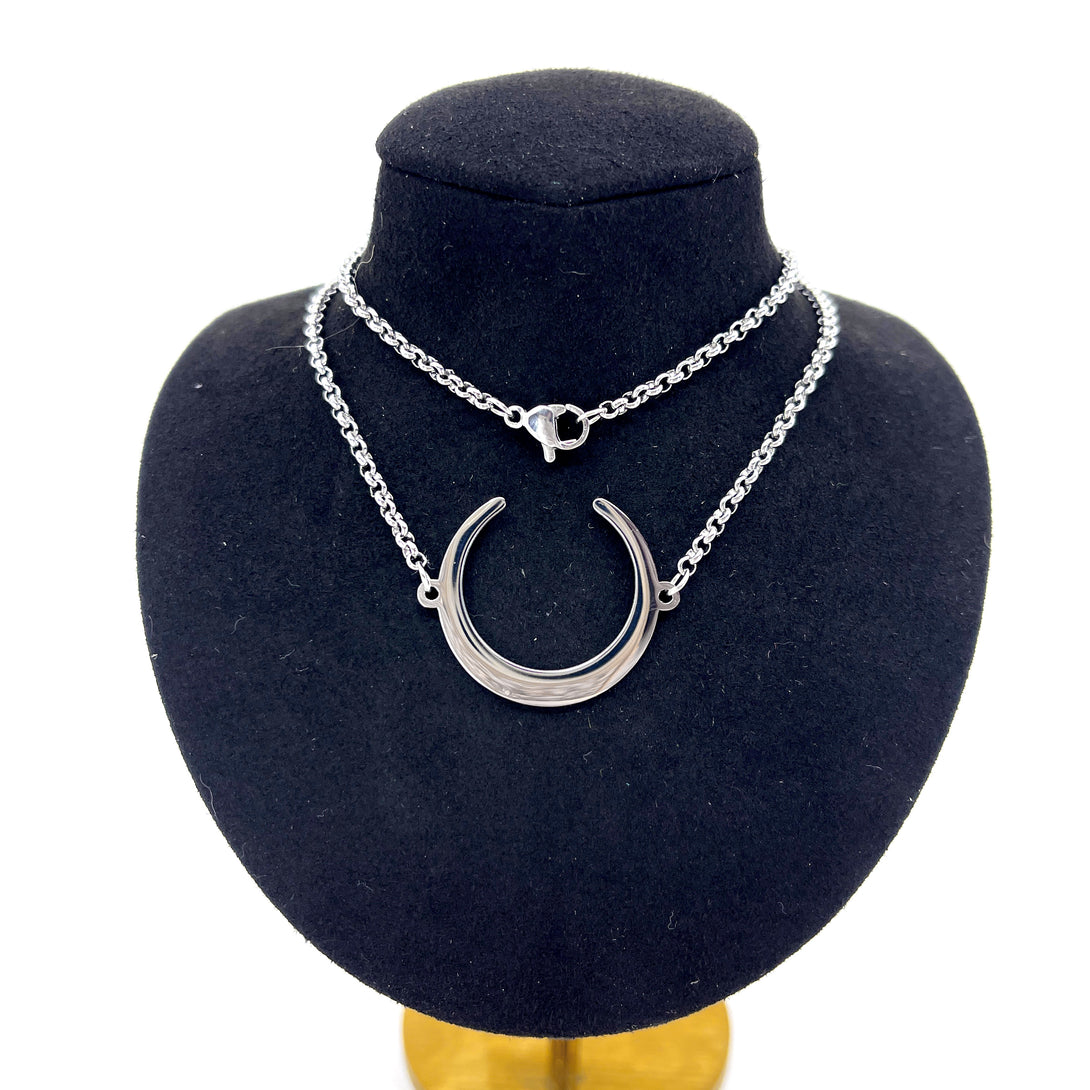 Crescent Moon Steel Day Collar - Discreet D/s Day Collar Day Collar Restrained Grace   