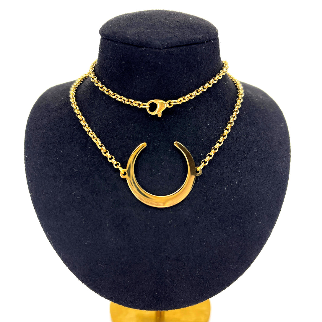 Crescent Moon Steel Day Collar - Discreet D/s Day Collar Day Collar Restrained Grace   