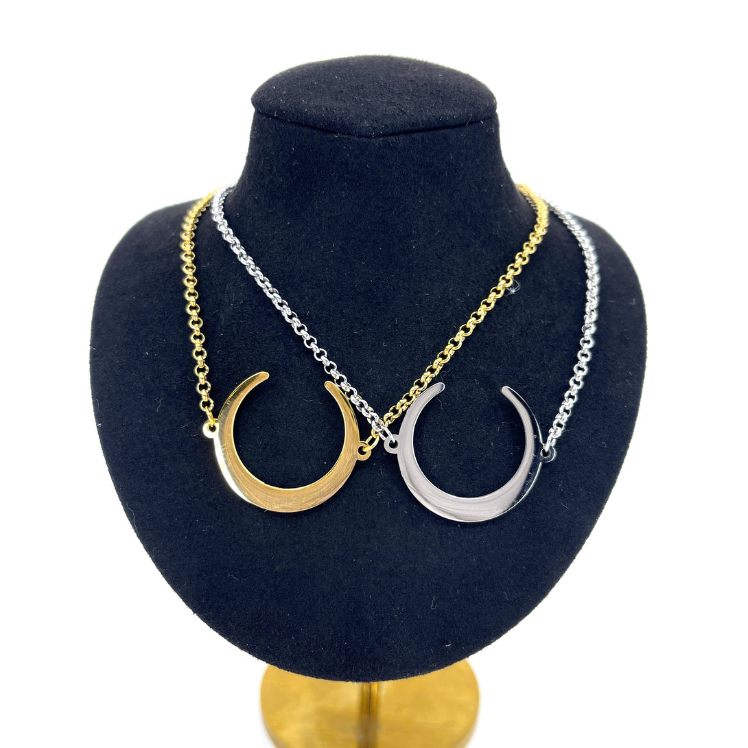 Crescent Moon Steel Day Collar - Discreet D/s Day Collar Day Collar Restrained Grace   