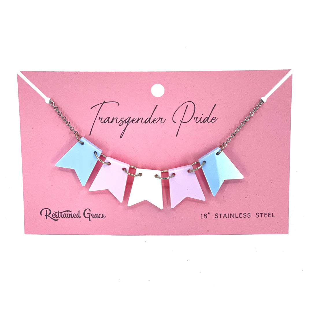 Transgender Pride Bunting Banner Necklace Necklace Restrained Grace   