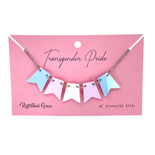 Transgender Pride Bunting Banner Necklace