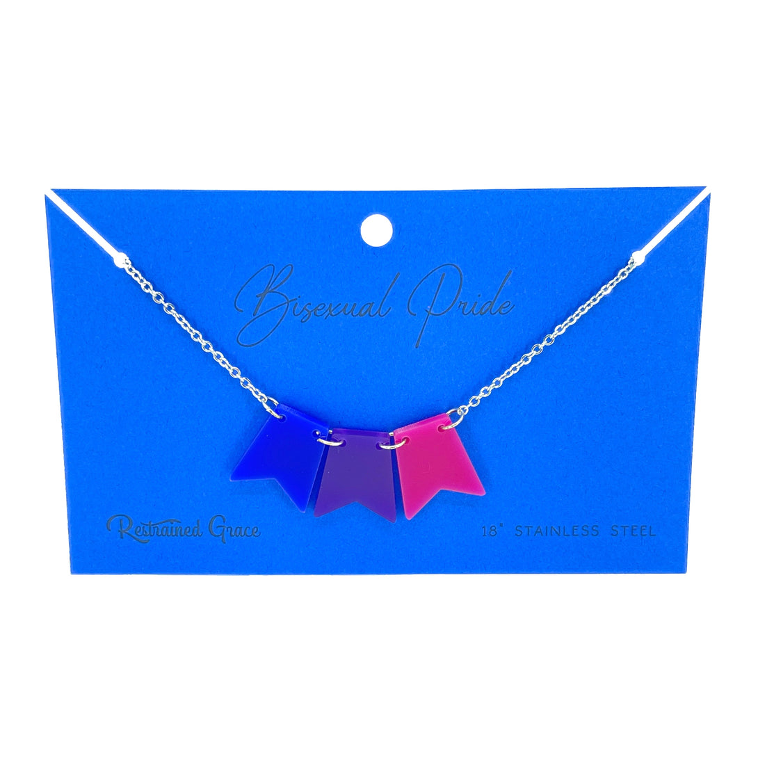Bisexual Pride Bunting Banner Necklace Necklace Restrained Grace   