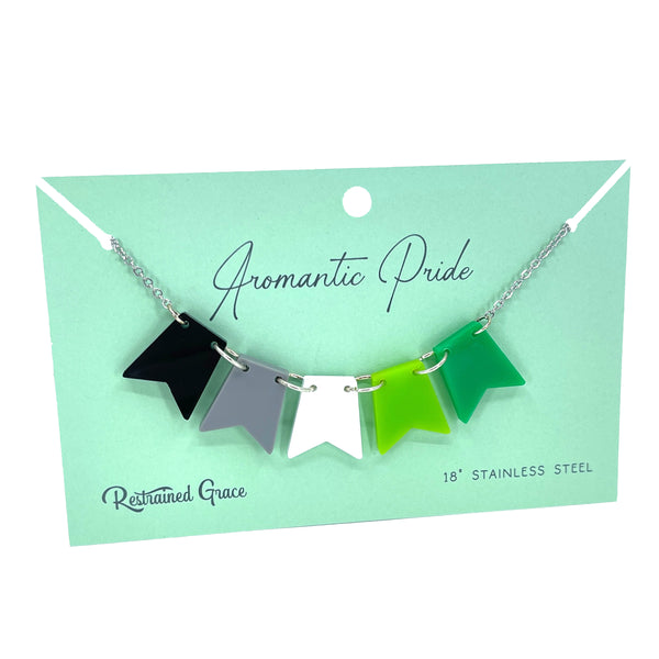 Aromantic Pride Bunting Banner Necklace